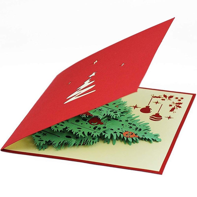 ENJOYPRO 3D Pop Up Christmas Tree Greeting Cards, Laser Cut card with Envelope for Xmas and Happy New Year (3D Christmas Tree, Pack of 1) - Image 3
